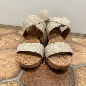 Women's Cream Wedge Sandals
